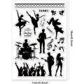 1Sheet Dance Rock Silhouette Ballet Dance Clear Stamps for Cards Making Singing and Dancing Clear Stamp Seals Transparent Stamps. 