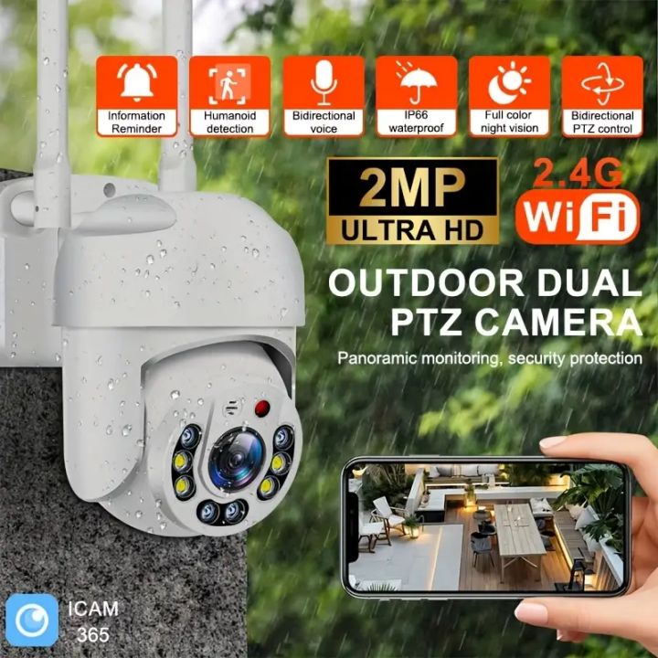 1pc Teruhal 1080P HD Outdoor Wireless Security Camera - 360 Panoramic WiFi Cam with Night Vision, Color in Day/Night, App Remote Monitoring, Waterproof PTZ, AI Human Detection, Two-Way Voice Intercom, USB Powered for Home and Business Surveillance with Re