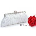 Fashionable and Vintage Ruched Satin Clutch Hand Bag with Silver Floral Clasp. 