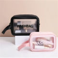 Portable Travel Wash Bag Female Transparent Waterproof Makeup Storage Pouch Large Capacity Cosmetic Organizer Pu Material.