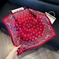 70x70cm Print Square Scarf For Women Silk Shawl Neckerchief Female Hair Bands Head Wraps Headband Foulard Satin Hijab Bandana.