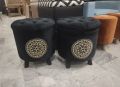 Wooden Ottoman puffy stool pair (Round shape) (Pack of 2). 