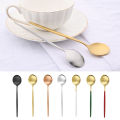 6Pcs Matte Stainless Steel Teaspoon For Dessert Ice Cream Stirring Coffee Small Spoons Kitchen Accessories Mini Gold Spoon Set. 