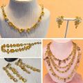 New Candy Collection Yellow Mixed Crystal Necklace Jewelry Set for Women Luxury Stackable Long Earrings Bracelet Romantic Gift.