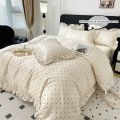 3pcs  Korean lace Duvet Cover Set (1*Duvet Cover + 2*Pillowcase, Without Core), Black dot print print Bedding Set. 