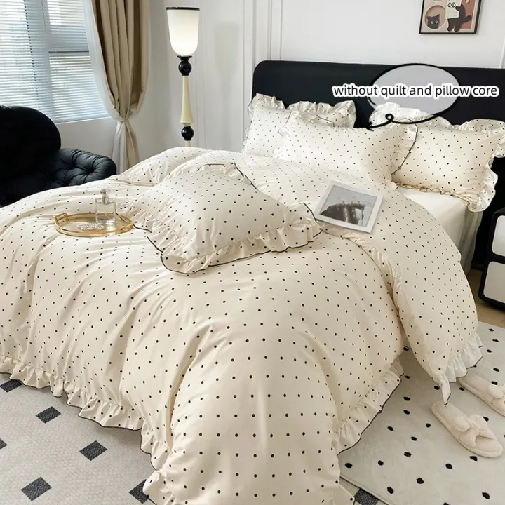 3pcs%20%20Korean%20lace%20Duvet%20Cover%20Set%20(1*Duvet%20Cover%20+%202*Pillowcase,%20Without%20Core),%20Black%20dot%20print%20print%20Bedding%20Set%20-%20Image%203