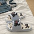 Printting Cute Bear Women Slippers Summer Indoor Soft Cartoon Sandals Bathroom Anti-slip Outdoor Comfy Men Leisure Shoes Couple.