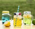 2pcs Glas Mansion Jar with Straw, 430 ml Set of 2, Mock Tail jar/Smoothie jar/Juice Jar (Random Color). 