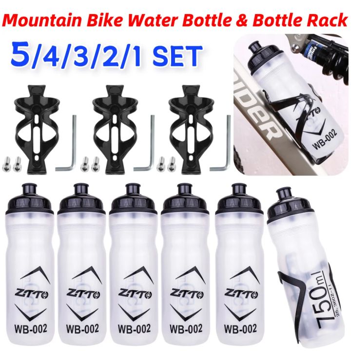 5-1SET Bicycle Water Drink Bottle Outdoor Plastic Portable Cycling Ultralight Leak-proof Kettle Bottle 750ml Bike Accessory