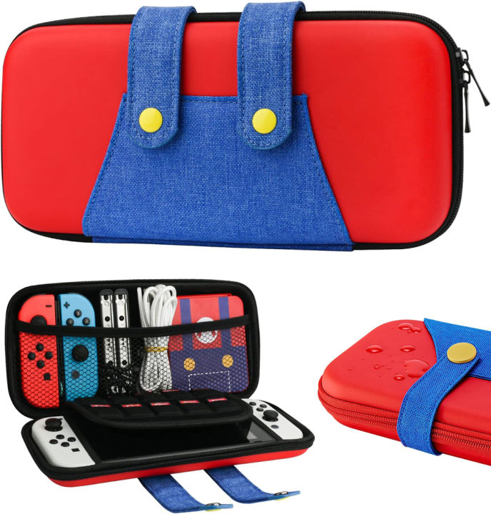 EVA Storage Switch Case Compatible with Switch/OLED Cute Portable Switch Carrying Case with 10 Game Holders for Mario