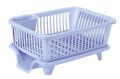 Large Durable Plastic Kitchen Sink Dish Rack Drainer Drying Rack Washing Basket with Tray for Kitchen, Dish Rack Organizers, Utensils Tools Cutlery (White & Grey). 