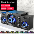 HIFI 3D Stereo Speakers Colorful LED Heavy Light AUX USB Wired Wireless Bluetooth Audio Home Theater Surround Sound Bar TV. 
