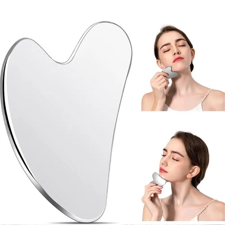 Gua Sha Facial Tool Stainless Steel GuaSha Massage Tool Natural Universal Facial Silver Metal Gua Sha Stainless Steel Boa'rd Beauty Skin Care