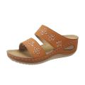 New Women Slippers Embroider Flowers Leather Women's Sandals Outdoor Light Casual Wedges Slippers Slip on Summer Shoes for Woman. 