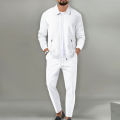 2026 Coat Fall Waffle Zip Pocket Lapel Slim Cardigan Men's Jacket Set.