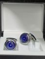 Round blue cufflinks with stone new design studs for mens and boys. 