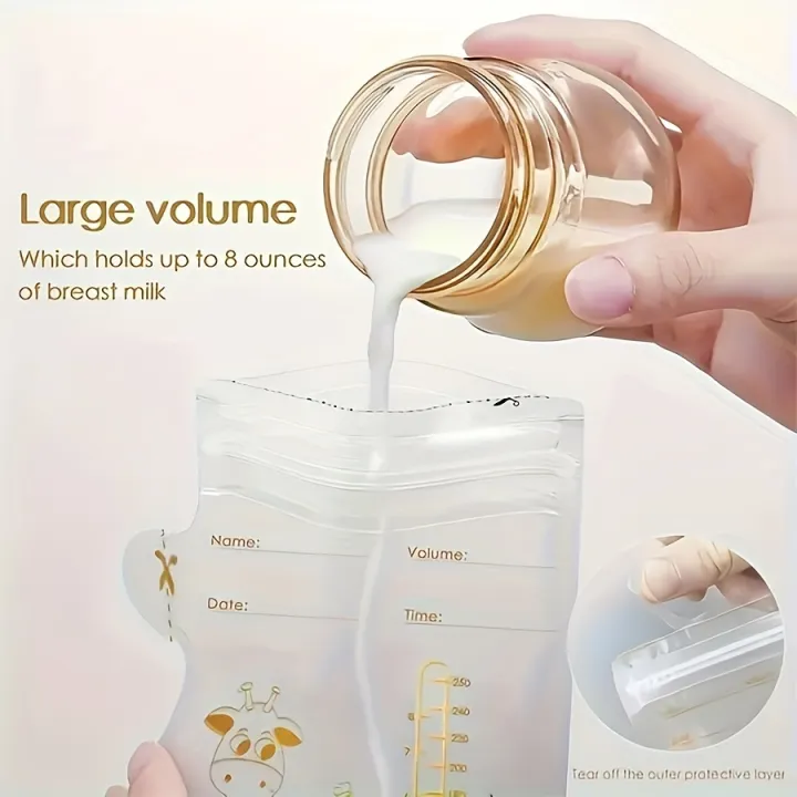 100/60/30pcs%20Pack,%208oz/250ml%20Breast%20Milk%20Storage%20Bags,%20Double-sealed%20Breastmilk%20Bag%20with%20Pour%20Spout%20for%20Breastfeeding%20-%20Image%202