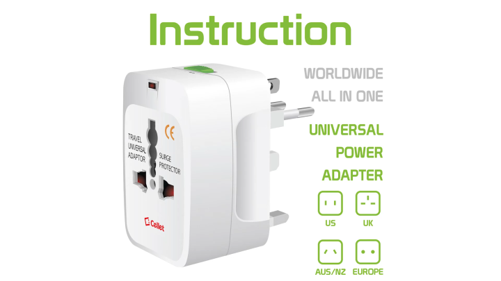 Universal Travel Adapter All-in-One – Multi-Nation Plug Adapter with EU, UK, US, AUS Plugs – International Charger for Mobile, Laptop, Camera & Electronics – Compact for Travel Use