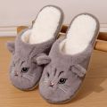 Cartoon Cat Home Slippers for Women Indoor Soft Bottom Flat Heel Cotton Slippers Woman Light Anti Slip Warm Winter Shoes Mujer. 