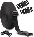 4M Nylon Webbing Strap Band with Flat Side Release Buckles Tri-Glide Slides for DIY Luggage Strap and Backpack Buckles and Strap. 