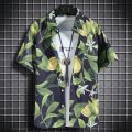 Hawaiian beach shirts Men's short-sleeved casual shirts Seaside vacation quick-drying clothes Loose floral tops. 