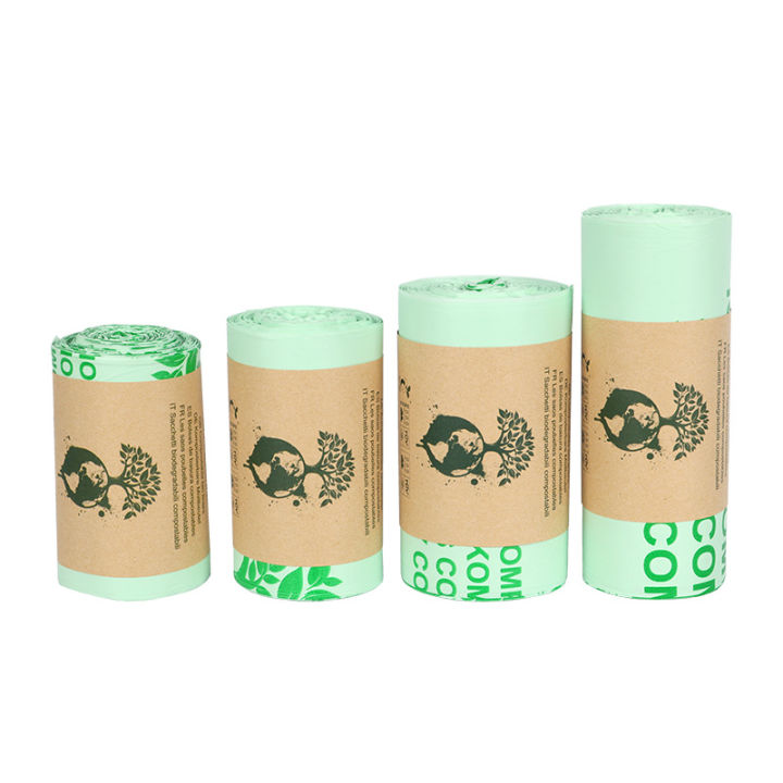 Compostable Classification Garbage Bag, Fully Biodegradable Continuous Roll Flat Mouth Household Corn Starch Garbage Bag, PLA