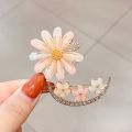 4Pcs, Set Sweet Crystal Hair Clips for Women, Korean Bow, Pearl, Star, Moon, Starfish, Bear Hairpins, Stylish Hair Accessories. 