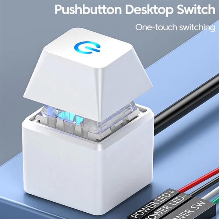 Computer Desktop Switch Blue LED Light With Power Switch Cable PC ...