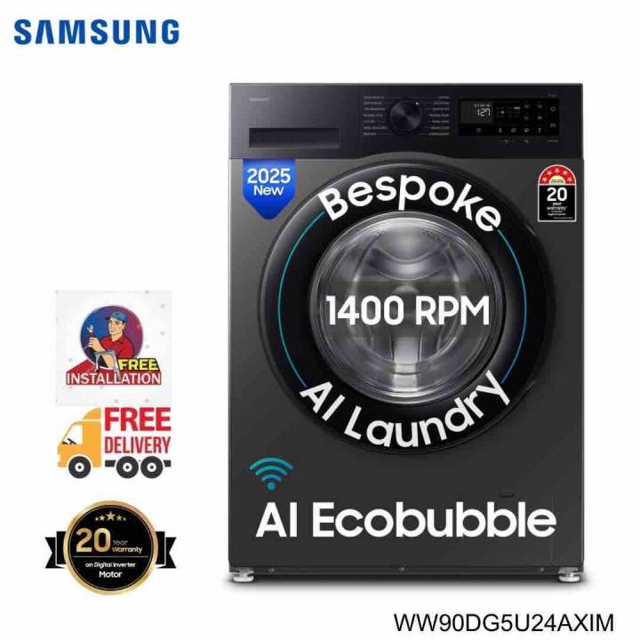 SAMSUNG 9 Kg Washing Machine With AI Eco Bubble WiFi Embedded WW90DG5U24AXIM