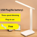 LED Touch Switch White Folding Desk Lamp Bedroom Bedside Study Reading Eye Care Night Lamp USB Plug-in Dimmable White Desk Lamp. 