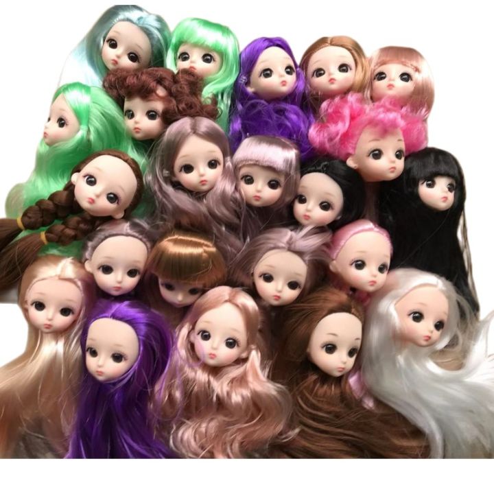 Glasses Eyes Doll Heads DIY Doll Figures 1/6 Doll Toy Colorful Long Hair Heads Stars Anime Eyes Doll Toy Girl Dressing