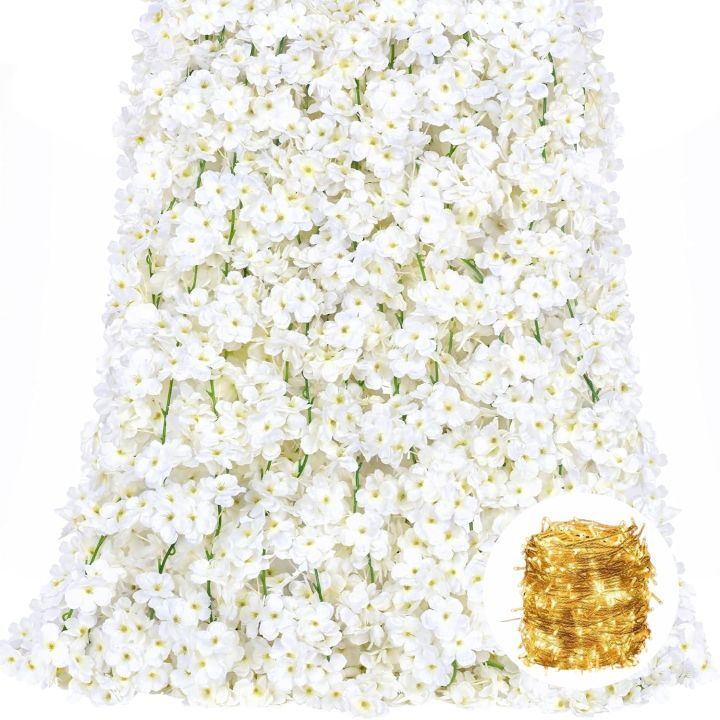 White Cherry Blossom String Light 20 LED Garland Artificial Flower Garland Vines Fairy Lights Flower Lights For Home Decoration Party Bedroom Curtain Room Decor White Cherry Blossom Flower String Lights For Mirror Room Wall Decor Lights Outdoor Lights.
