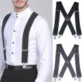 Suspenders for Men Work Heavy Duty Big and Tall 3.5cm Wide X Back with 4 Strong Clips Adjustable Elastic Trouser Braces Straps. 
