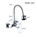 Wall Mounted Double Hole Kitchen Lead Free Hot and Cold Water Mixing Faucet Water Flow Spray Aerator 360 Degree Rotating Hose. 