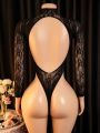 Long Sleeves Lingerie Dress Hollow Mesh Hip Skirt Short Hot Clothes Women.