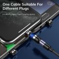 TOPK Magnetic Charging 3 in 1 Cable 540 Rotating Micro USB Type C Cable Magnetic Phone Charger Cable 90 Angle Connector. 