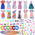 45 Item/Set Doll Accessories=5*Doll Clothes Dress+40*Doll Accessories Doll Shoes Boots Necklaces Glasses Hangers For 30CM Doll. 