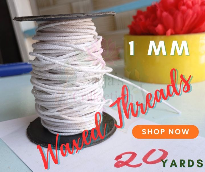 1mm White Wax-coated Cord Thread for Leather Craft, Bracelet, Necklace & Jewelry Making (Durable Beading String)