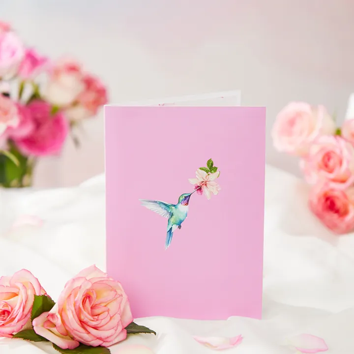 Hummingbird Red Flower 3D Greeting Card—the perfect for family, friends ...