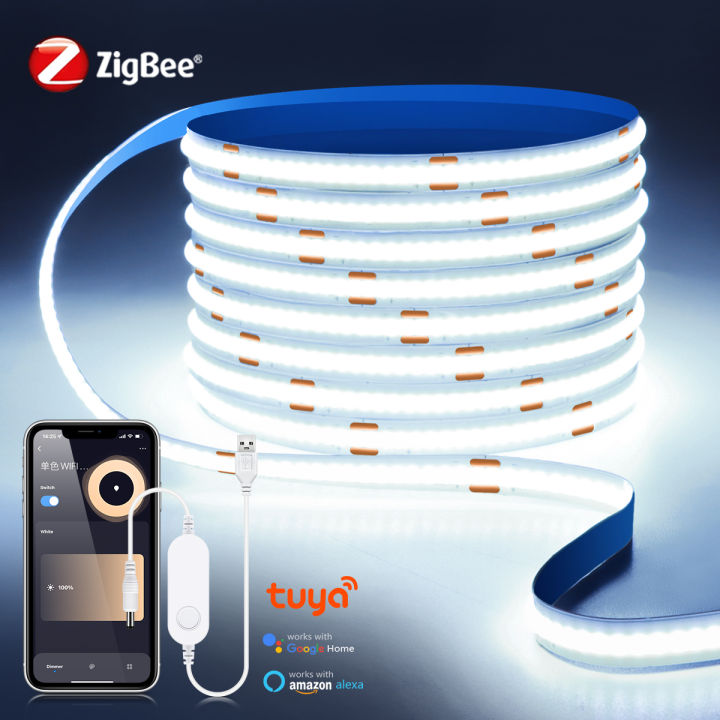 Led Straps Zebbies Zigbee 3.0 COB LED Strip Light USB 5V Tape Ribbon Lamp Dimmable Work ...