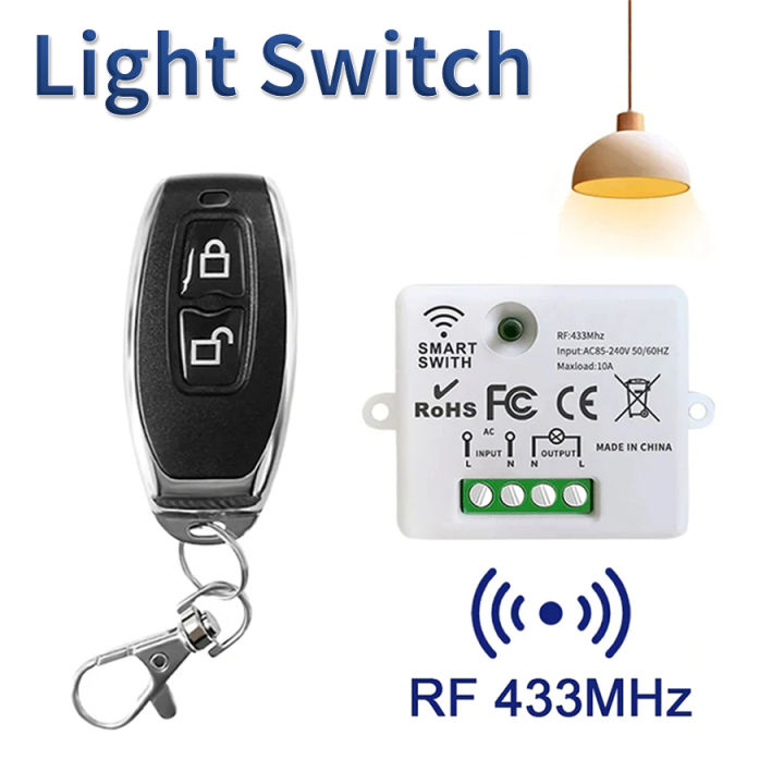 Wireless RF 433MHz Light Switch 10A Receiver Breaker On Off Key ...