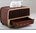 Tissue box holder wooden retro radio tissue paper box  desktop tissue paper dispenser storage napkin organizer tissue paper box holder. 