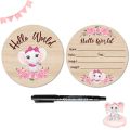 1pcs Pink Elephant Baby Birth Announcement Board Wooden Sign with Black Marker for Newborn Photo Prop Customizable Baby Keepsake. 