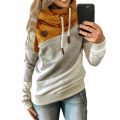 2024 European and American Fashion New Autumn and Winter Patchwork Hooded Fleece Loose Sweatshirt. 