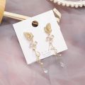 Korean Elegant Butterfly Earrings For Women Exquisite Crystal Zircon Long Tassel Flower Drop Earrings Girls Temperament Jewelry.