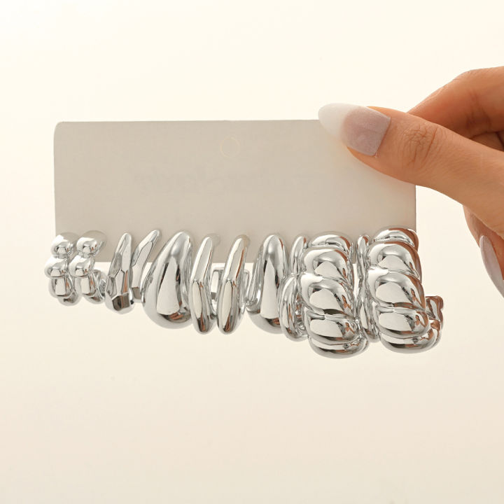 Irregular C Shape Hoop Stud Earrings Lightweight CCB Drop Twist Sphere ...