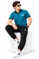 Men's Blue Black Polo Tracksuit Set | Striped Shirt & Trouser. 