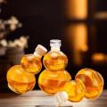 Transparent Gourd Shape High Borosilicate Glass Wine Bottle Heat-resistant Glass Empty Bottle With Lid Milk Tea Bottle Cold Brew. 