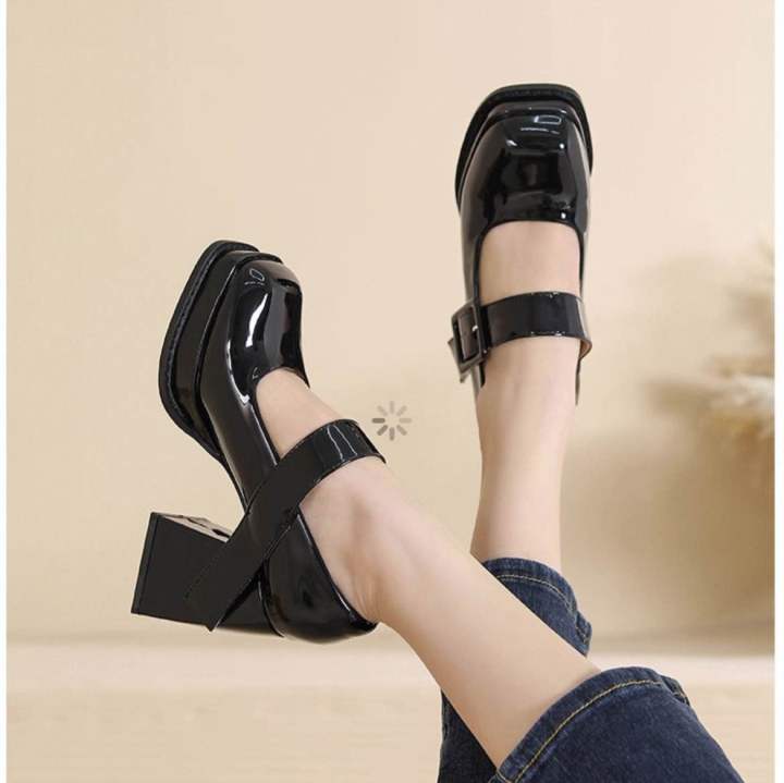 Retro%20Mary%20Jane%20Shoes%20Square%20Toe%20Japanese%20Style%20Jk%20Small%20Leather%20Shoes%20Women's%20High%20Heels%20Chunky%20Heel%20Single%20Strap%20Lolita%20Shoes%20-%20Image%207