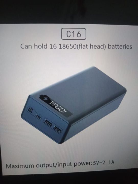 Power Bank including 16x18650 Lithium ion used japanese made Batteries in good condition for Fast charging 30000-50000mah